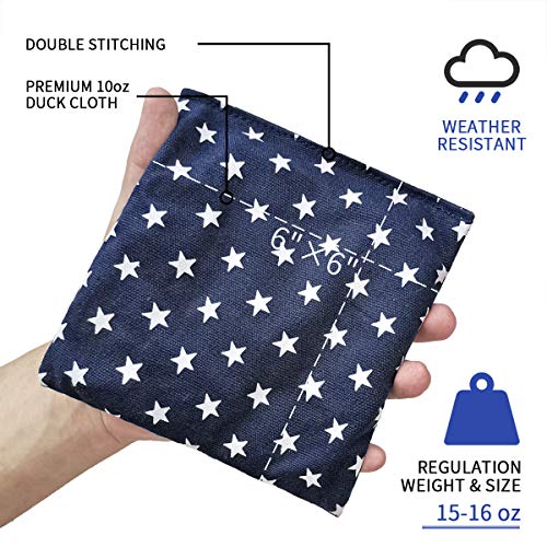 Nattork Cornhole Bags Set of 8 - Premium All Weather Duck Cloth with American Flag Variation