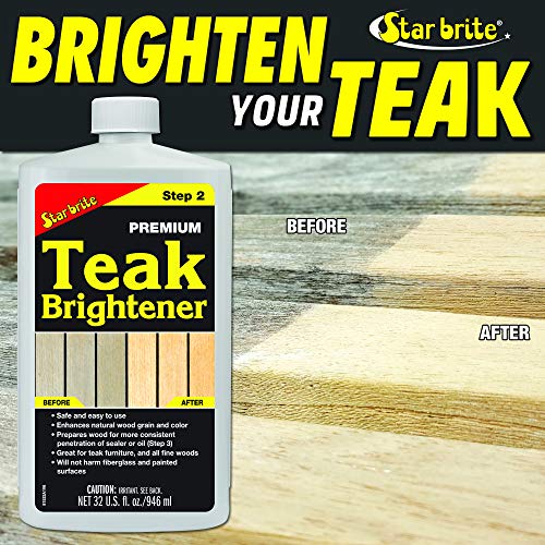 Star Brite Premium Teak Brightener 32 Ounce - Restores Natural Wood Tone & Grain