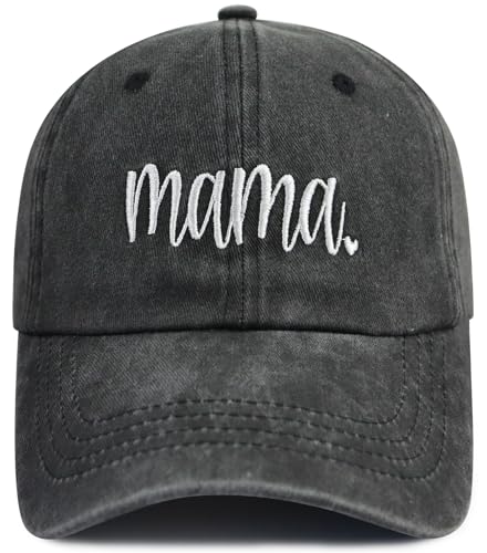 Funny Mama Hat for Women Black Classic Adjustable Washed Cotton Baseball Cap