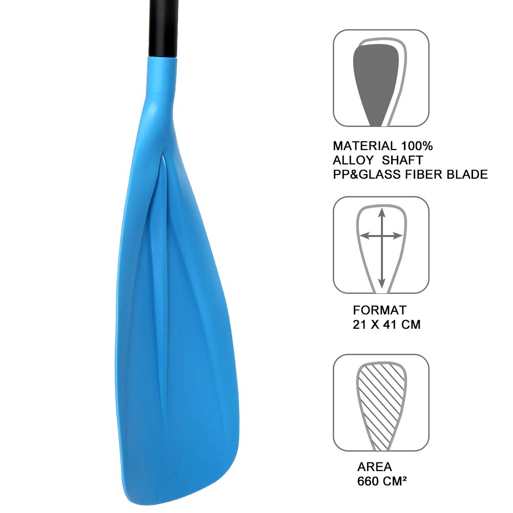 Karltion SUP Paddle - 3 Pieces Adjustable Aluminium SUP Paddle Alloy Shaft Paddle Board Paddles with Glass Fiber Blade for Surfing, Floating,Water Sport-Blue