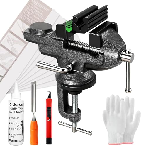 Golf Regripping Kit with Fixed Table Vise, Tape, Solvent & Tools - Rotating