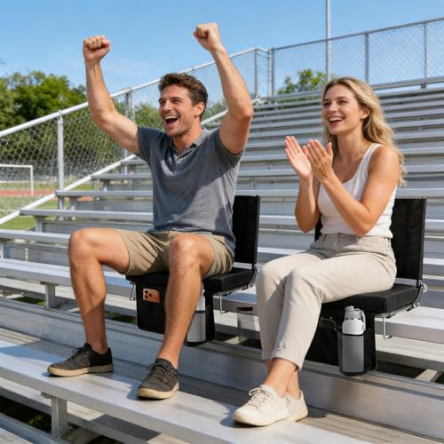 Padded Stadium Seat with Back Support - Wide Bleacher Chair for Outdoor Events