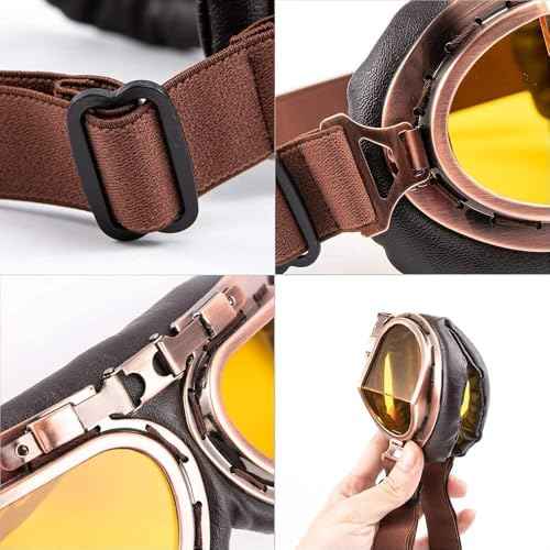 MUXSAM Vintage Motorcycle Goggles ATV Motocross Dirt Bike Racing Riding Off Road Glasses Eyewear Adults Men Women (Yellow)