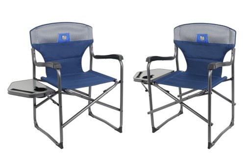 TIMBER RIDGE Portable Folding Director's Chair 2-Pack - Lightweight Camping & Tailgating Chairs with Side Table & Cup Holder, Supports 300 lbs - Outdoor Recreation