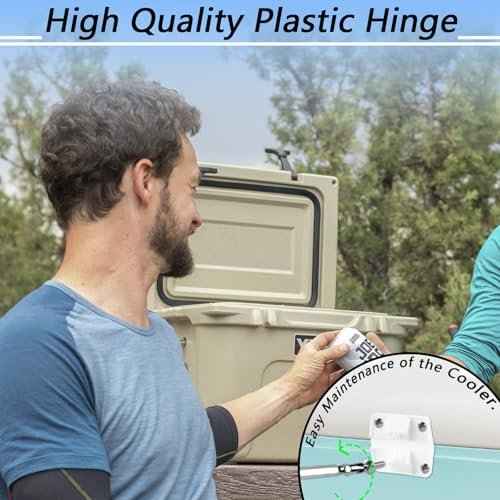 2 Set Cooler Plastic Hinges with Screws Set, Cooler Hinges Replacement Parts, Compatible with Coleman Camping Coolers Hinges with 8 Pcs Screws