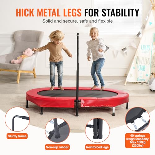 VEVOR 5FT Trampoline 50"/55"/56 * 35" for Indoor/Outdoor use for Toddlers, Foldable Mini Baby with Foam Handle, Recreational Birthday Gift
