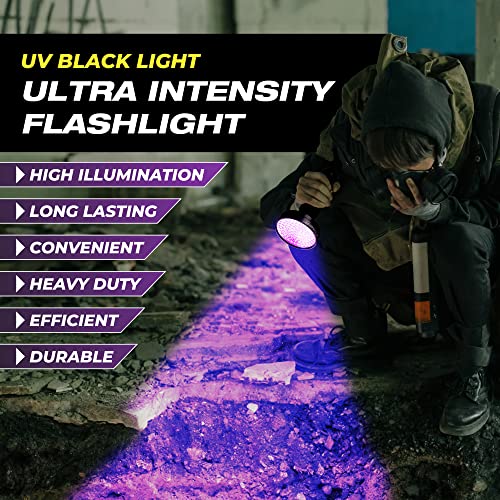 Kobra UV Black Light Flashlight 395nm - 128 LED Portable UV & Black Light with Long Range - Black / 128 LED