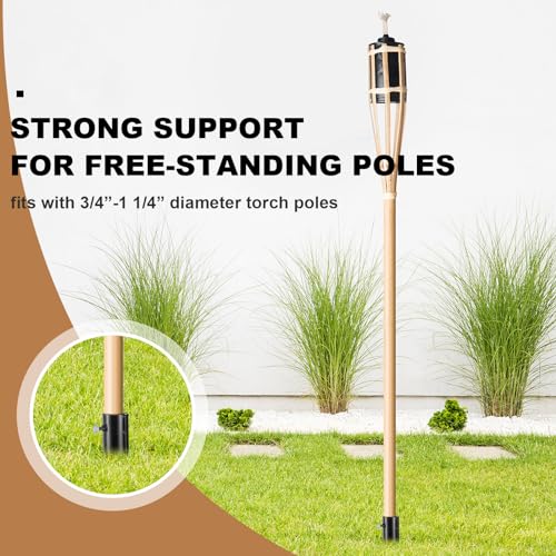 12 Pack Outdoor Light Stakes - 10.75 Inch Metal Torch Stakes for Garden & Landscaping - Black