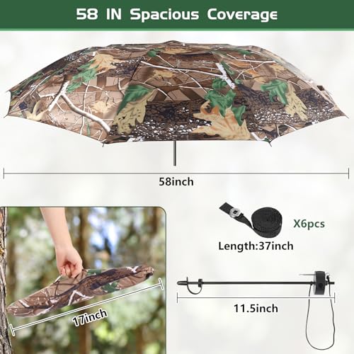 58-Inch Tree Stand Umbrella - Portable Weatherproof Hunting Shade Camo