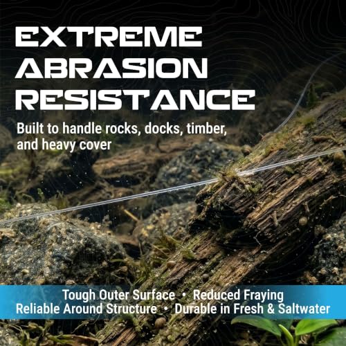 Reaction Tackle 100% Fluorocarbon Fishing Line - Leader or Main, Clear 60 Lb (50 Yards)