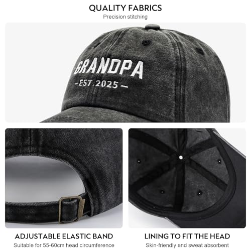 New Grandpa Gifts, First Time 2025 Promoted to Grandpa to be Gifts, Grandfather Hat, Adjustable Baseball Caps