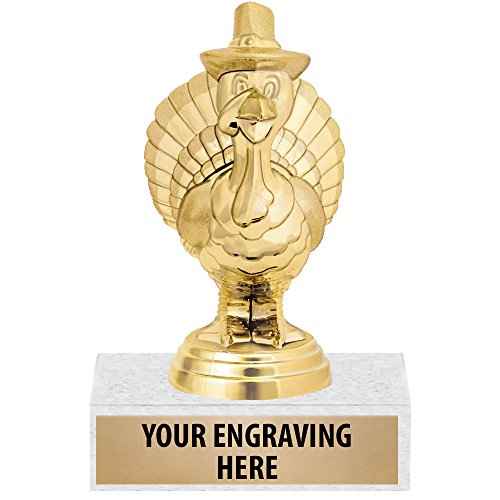 6" Gold Turkey Trophies - Personalized Thanksgiving Turkey Trophy Awards