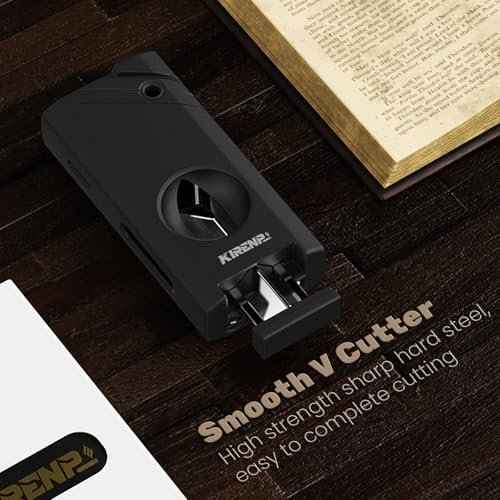All-in-one Torch Lighter, with Portable Design, Cutter, Holder, Adjustable Flame, Multi-Functional Lighter Accessories, Refillable Butane Lighter, Candles, Elegant Gift for Men, Outdoors (Without Gas)