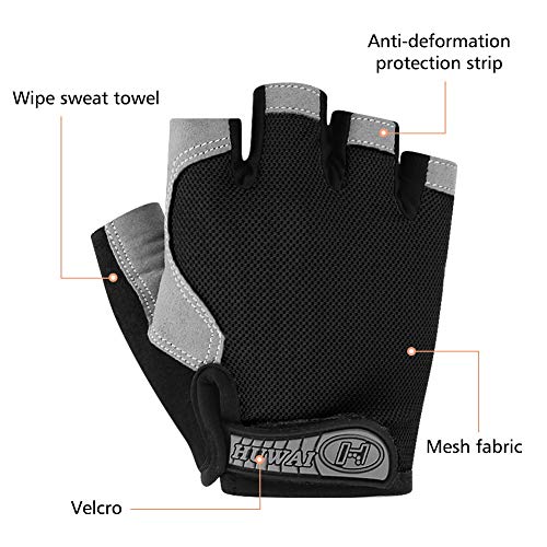 Accmor Half Finger Cycling Gloves Black Large Men Women Bike Gloves Shock Absorbing