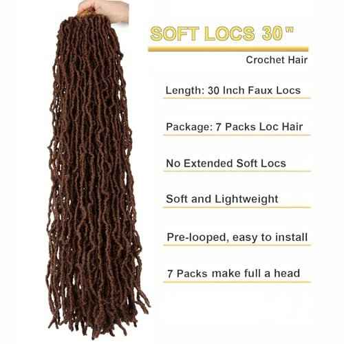 7 Packs Faux Locs Crochet Hair 30 Inch Soft Locs for Distressed Locs Butterfly Locs Crochet Hair for Women (30 Inch(Pack of 7) 30#)
