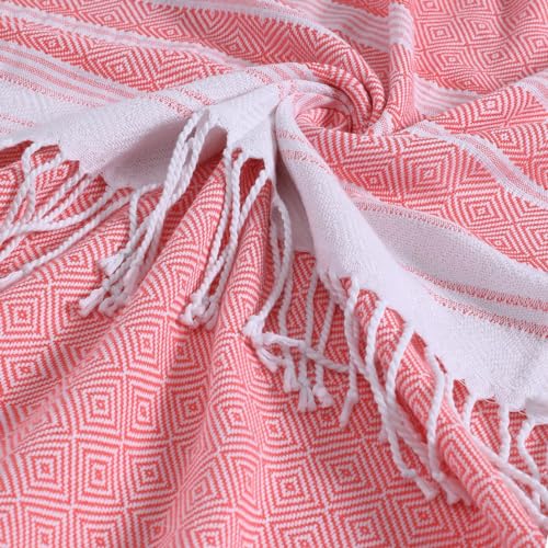 Genovega 6 Packs Oversized Turkish Beach Towels Set Bulk 74"x38" Extra Large Sand Free Quick Dry Swim Bath Camping Pool Towel Travel Blanket Adult Essentials Cruise Accessories Vacation Stuff
