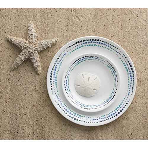 Corelle Vitrelle 18-Piece Service for 6 Dinnerware Set Triple Layer Glass and Chip Resistant, Lightweight Round Plates and Bowls Set, Ocean Blue