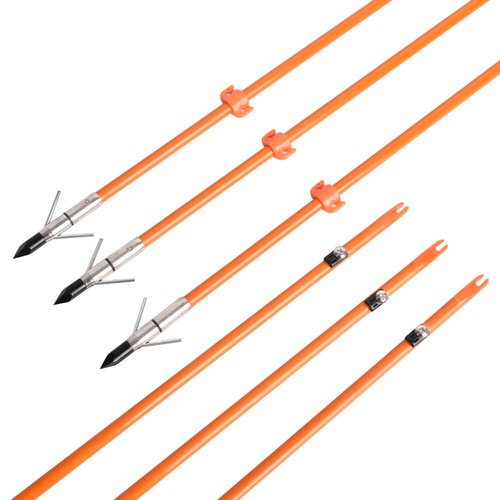 YLS 3Pcs 32 inch Bowfishing Arrows Fiberglass Solid Arrows with Fish Hunting Broadhead for All Bows Fishing Huntings