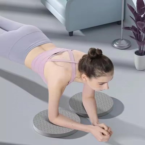 Rotating Exercise Discs for Plank and Core Workout, Fitness Balance Board Set of 2, Gray