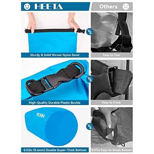 HEETA Waterproof Dry Bag for Women Men(Upgraded Version) 5L/10L/20L/30L/40L Roll Top Lightweight Dry Storage Bag Backpack with Emergency Whistle for Travel, Swimming, Boating, Kayaking, Camping, Beach