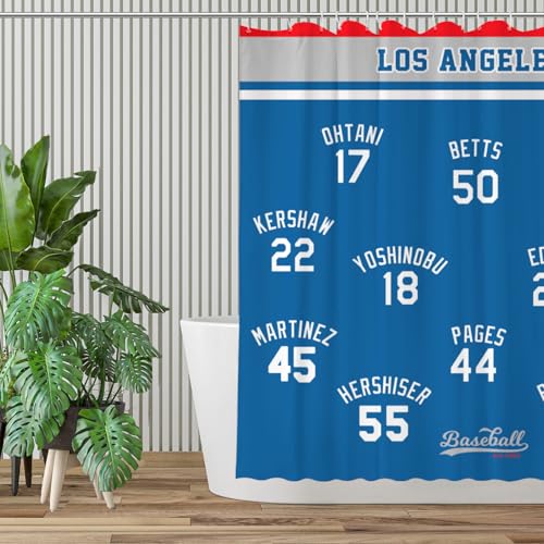 AARONIE Dodger Shower Curtains for Bathroom Decor, Los Angeles Shower Curtain with 12 Hooks, for Dodger Wall Art Decor, Dodger Gift for Man, 72"¡¿72"