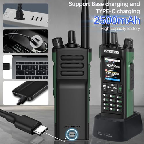 BAOFENG Radio UV32 Ham Radio Handheld 10W Rechargeable Walkie Talkies Long Range UV-32 Two Way Radio NOAA Weather Radio with GPS,Copy Frequency APP Programming 2500mAh Battery USB-C Charging (2P ack)