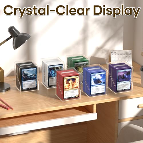 YSCare Card Deck Boxes Set with 6 Color Sleeves & 600 Card Sleeves - Clear Case & Dividers