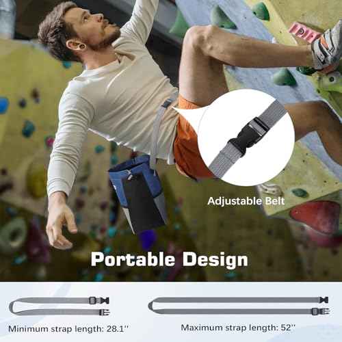 MoKo Chalk Bag for Rock Climbing, Large Capacity Climbing Chalk Bag with Magnetic Snap and Zipper Pocket, Portable Chalk Bucket for Rock Climbing, Weight Lifting, Bouldering, Gymnastics, Fitness