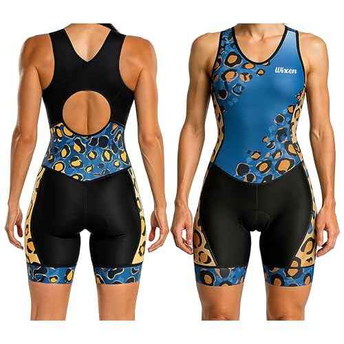 Women's Triathlon Tri-Suit, Blue, Sleeveless, Racerback, Bodysuit, Solid, Quick-Drying