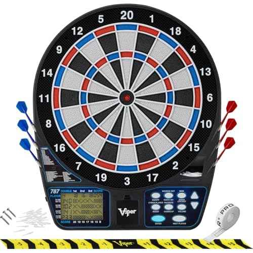 Viper 787 Electronic Dartboard, Ultra Thin Spider For Increased Scoring Area, Free Floating Segments, Locking Segment Holes For Fewer Bounceouts, Automatic Scoring