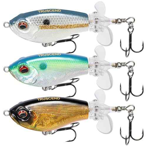 TRUSCEND PoPobait with BKK Hooks, Top Water Plopper Fishing Lures for Bass Walleye Pike Catfish Musky Perch, Floating Lure for Freshwater or Saltwater, Amazing Teasers Fishing Gifts for Family Fishing