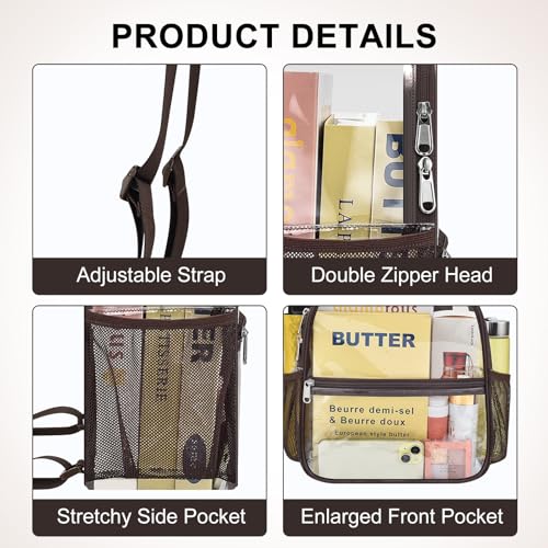 Clear Stadium Backpack for Sports Events - Chocolate / Enhanced Strap