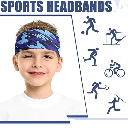 Kids Sports Headbands - 10 Pack Elastic Sweatbands for Soccer, Running & Gym