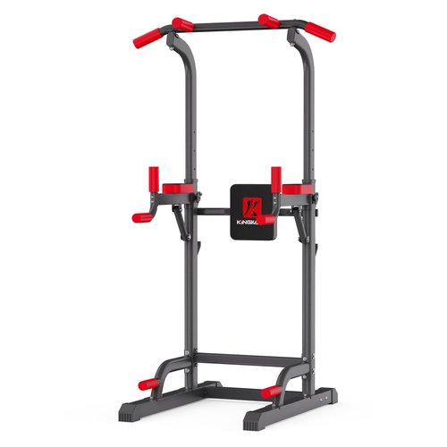 Power Tower Dip Station, Pull Up Bar Station & Multi-Function Gym Equipment For Home Strength Training Adujustable Height Up to 85.5",Load 350LBS