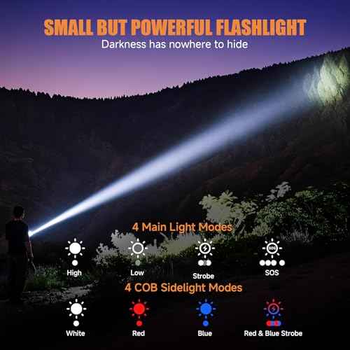 Banral Rechargeable Magnetic Small Flashlights High Lumens - Super Bright Powerful LED Tactical USB C Flashlight, 8 Modes, Dual Button Waterproof Pocket Flash Light for Emergency, Car (2, Black)
