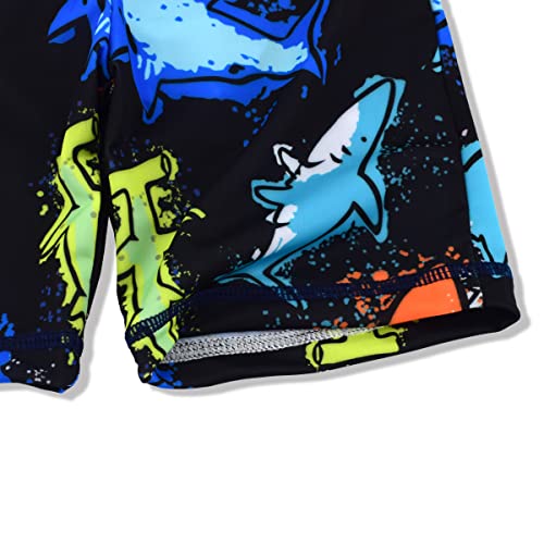 Kids Short Sleeve Dinosaur Rash Guard Swimwear Set - 5-6 Years Orange