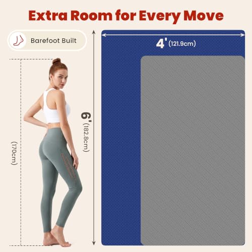 72 x 48 Blue Large Yoga Mat Non-Slip Thick Exercise Mat for Home Workouts