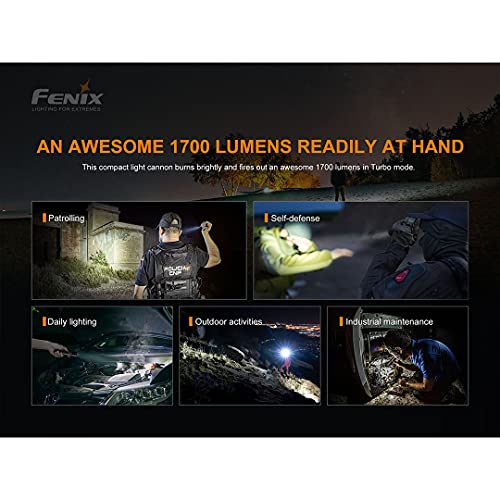 Fenix PD35 v3.0 Rechargeable Tactical Flashlight, 1700 Lumens EDC with Battery and Organizer (Green)