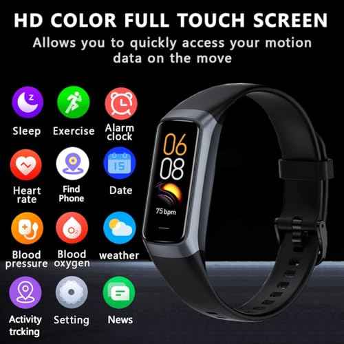 Fitness Tracker Activity Tracker 1.10''AMOLED Touch Color Screen,Smart Watch with 24/7 Blood Oxygen Heart Rate,Sleep Monitor,IP68 Waterproof,Step Counter Health for Women Men (Black)