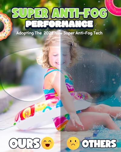 Kids Swimming Goggles 2 Pack - Pink & Light Blue, Anti-Fog UV, No Leak, Wide View for Boys & Girls 3-14