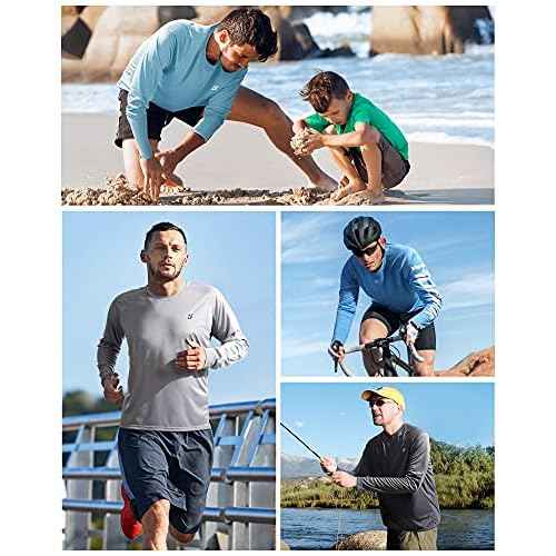 Roadbox Mens UPF 50+ UV Sun Protection Shirts Outdoor Long Sleeve SPF Rash Guard for Fishing Hiking Swimming Running
