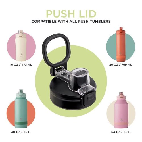 Manna Push Lid with Push-Open Locking Cover and Attached Easy-Carry Handle - Onyx