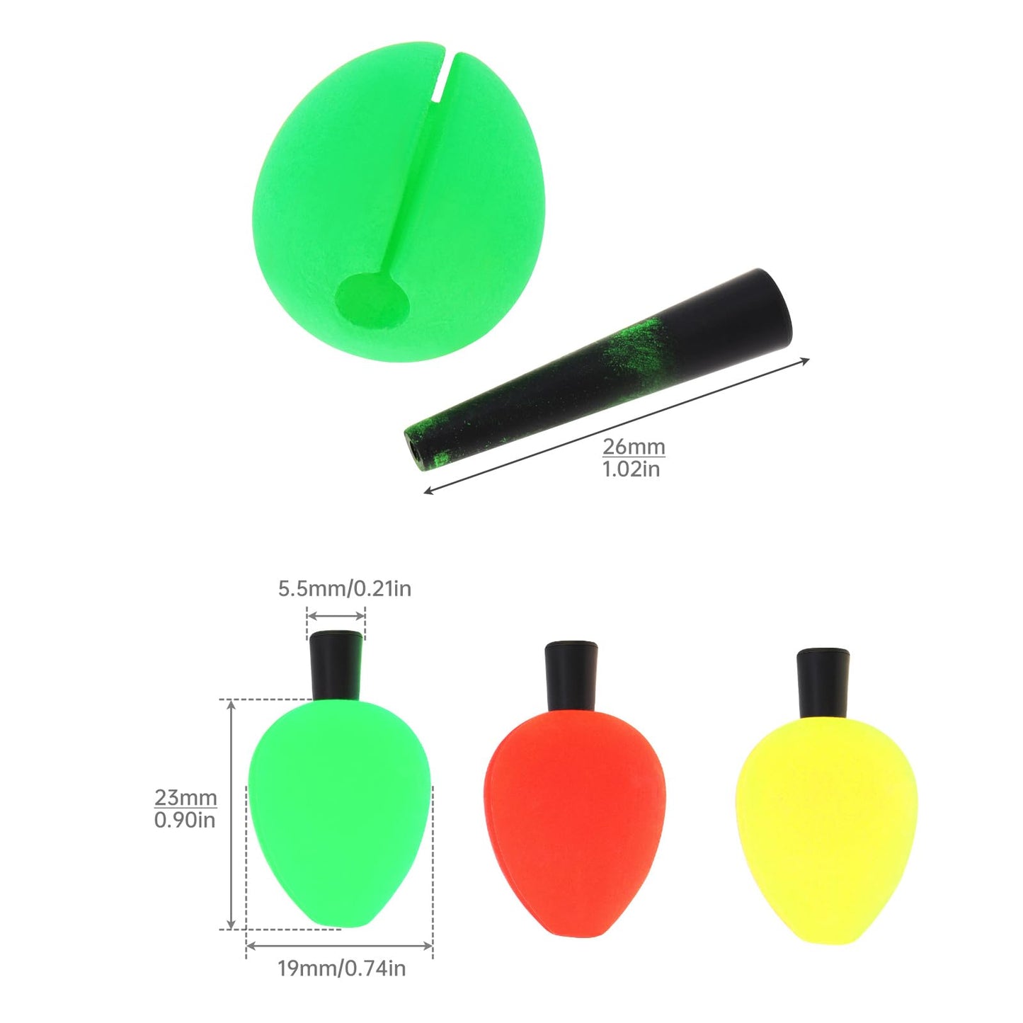 OriGlam 30pcs Fishing Bobbers Fishing Floats Foam Strike Indicators, Float Foam Fishing Bobbers Floats Fly Fishing Float, Floating Bobber Indicators for Trout Catfish Freshwater Saltwater