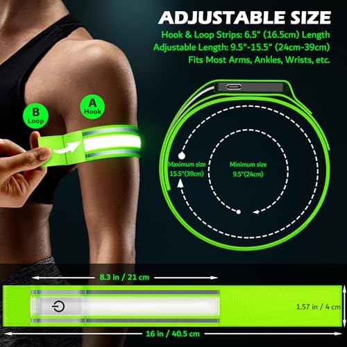 LED Armband Rechargeable for Running(2 Pack),Light Up Arm Bands for Night Walking,Running Lights for Runners,High Visibility Reflective Running Gearr for Night Safety Light Up Wristbands