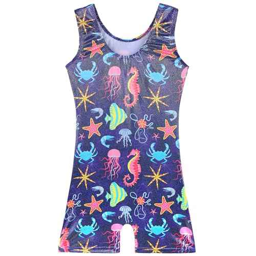 BAOHULU Gymnastics Leotards for Girls Kids Sparkle Tank Biketards with Shorts Dance Outfit