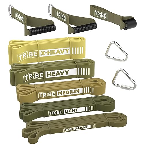 Long Resistance Bands for Working Out Men and Women - Set of 5 Pull-Up Bands, Rubber Handles and Door Anchor - Workout Bands Resistance for Men - Exercise Bands Resistance Bands Set