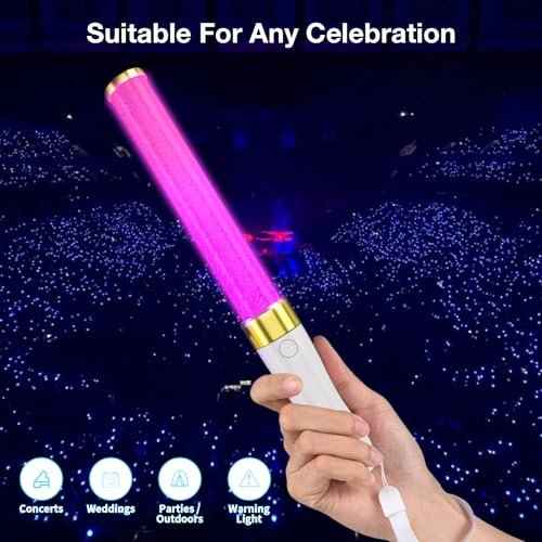 2 Pack LED Light Sticks-15 Colors Reusable Glow Sticks, Glow Party Supplies for Wedding, Birthday, Raves, Halloween, Christmas, New Year, with AAA Battery
