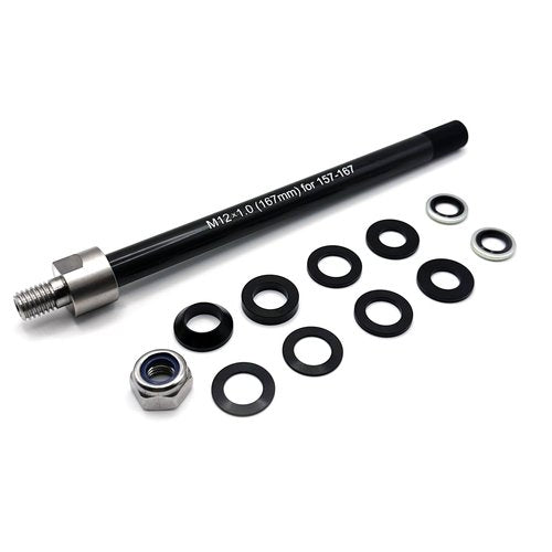 Universal Bicycle Thru Axle Trailer Hitch Adapter - Adjustable M12x1.0/1.5/1.75 Thru Axle (157-192mm),304 Stainless Steel & 6061-T6 Aluminum Shaft for Thule Bike Trailers & Thru-Axle Bikes