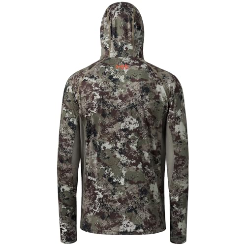 Men's UPF 50+ Camo Long Sleeve Hunting Fishing Hoodie Shirt - Large / Grunge Camo