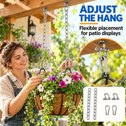 11.8 Inch Stainless Steel Chain Set with 2 D-Shackles & 2 Carabiners - 4MM
